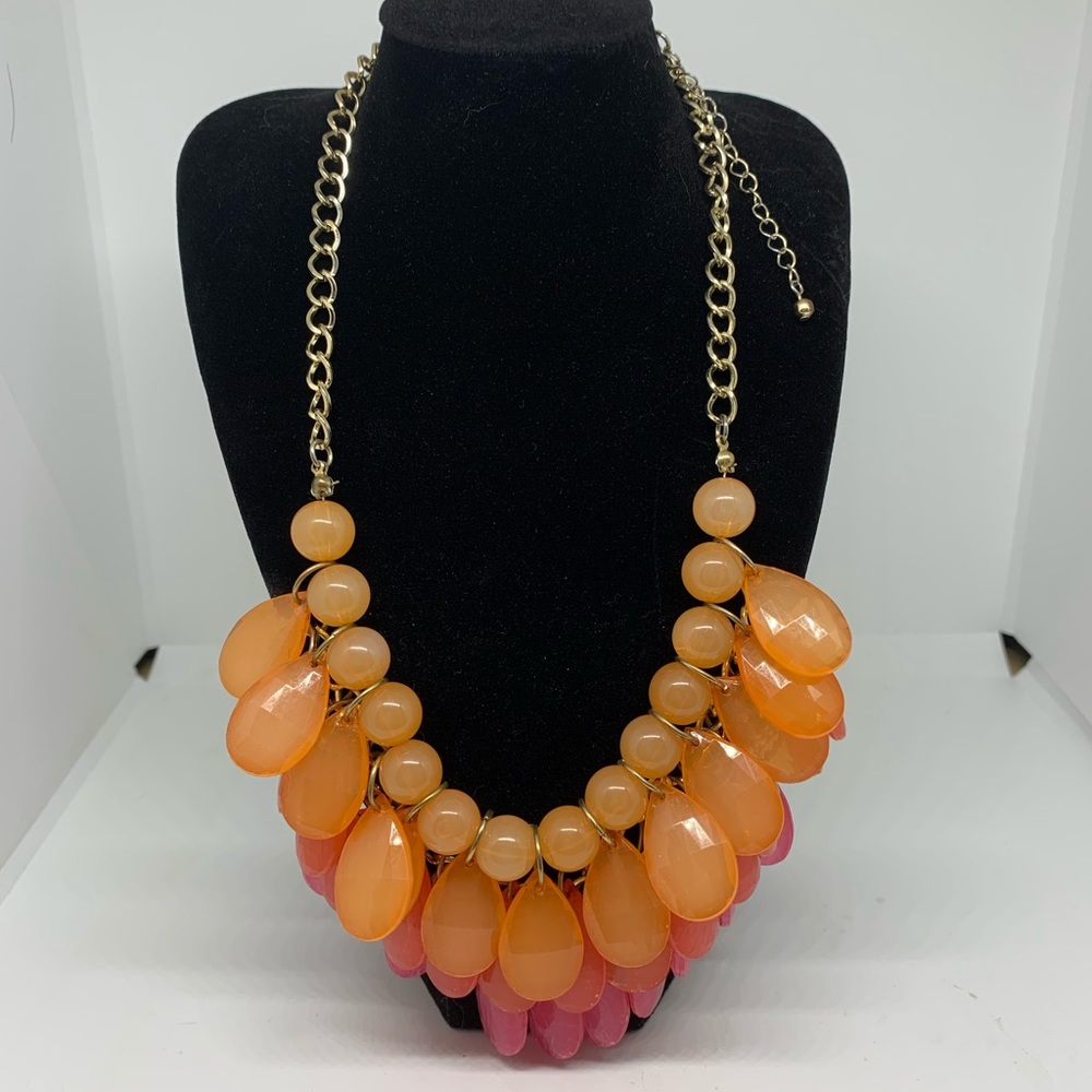 Peach/Pink Drop Bead costume Jewelry Necklace